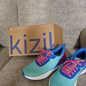 Kizik Women’s Aqua & Blue Athletic Sneakers with Pink Laces